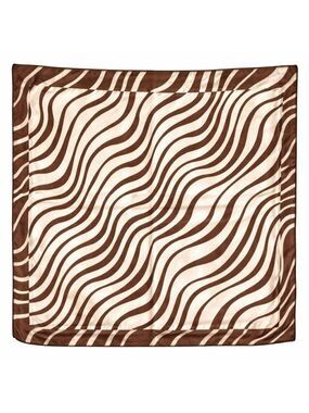 Brown Cream Zebra Print Satin Square Scarf 20x20 Hair Neck Head Wrap